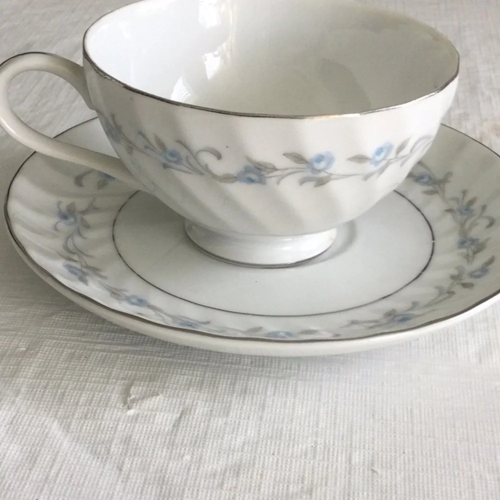Sophisticated White and Blue Cup & Saucer